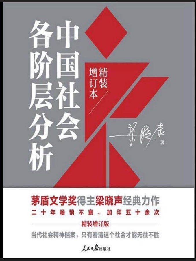 中国社会分成九个阶层：资产者、中产、知识分子、城市贫民、农民、农民工等。