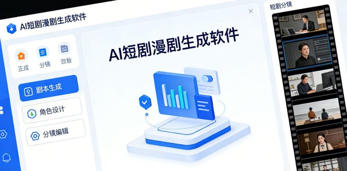 AI短剧漫剧生成软件，自动生成角色场景+分镜+合成视频