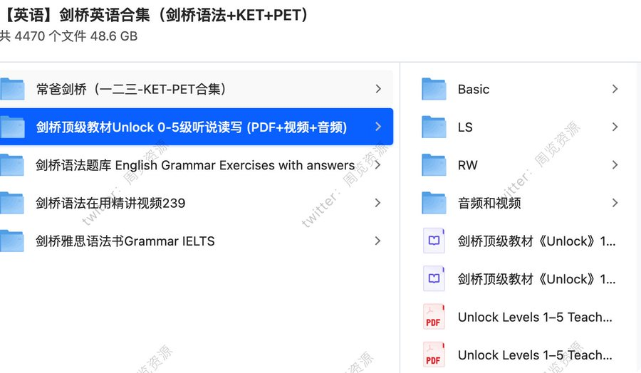 一套完整的剑桥英语学习合集，覆盖语法体系与 KET、PET 等核心阶段。