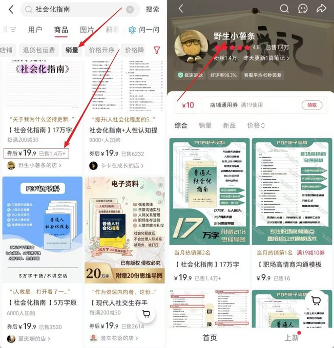 在小红书卖社恐指南虚拟商品，大众冷门爆品，19.9/份，5个月赚了28万+